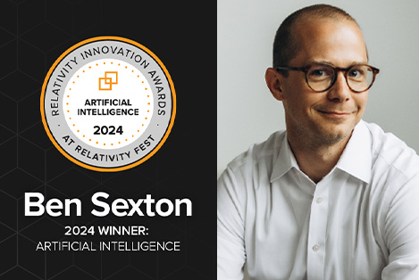 JND eDiscovery VP, Ben Sexton, Wins 2024 Relativity Innovation Award in AI Category