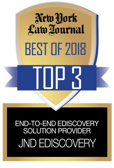 Best End-to-End E-Discovery Solution Provider, Top 3 (2018); Presented by the New York Law Journal